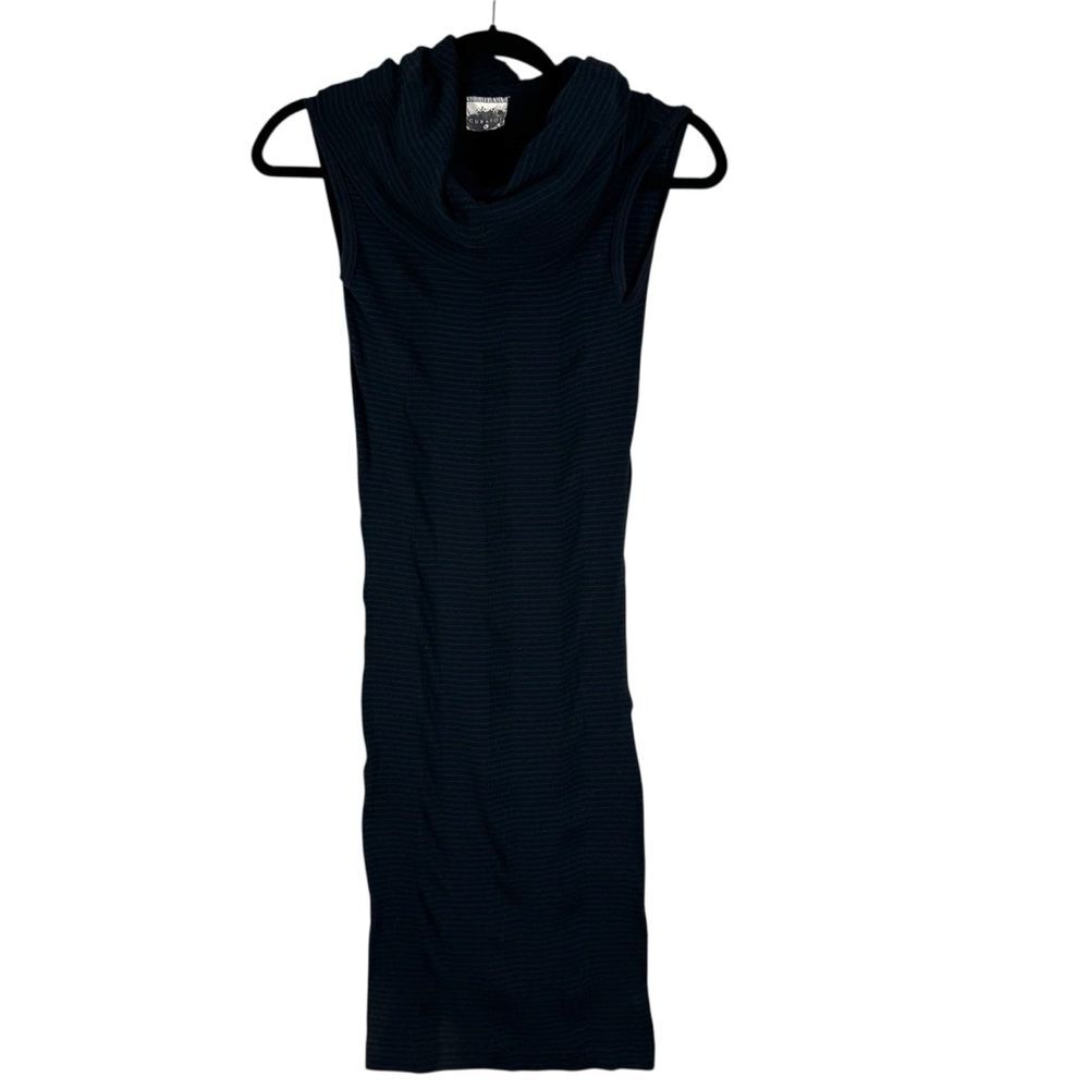 Curator SF Sleeveless Aster Dress Black Blue Striped Cotton Small